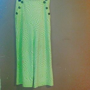 Derek Scott Wide Leg Pants l, Medium, Lime and White Checked